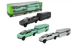 Машина металева AP74226, 1:32 Tesla pickup trailer rv, батарейка, світло, звук, відкр.двері ,3 кольори АВТОПРОМ